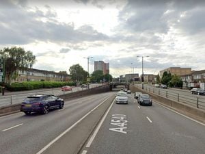 The car hit railings on the Bellgrave Middleway. Photo: Google