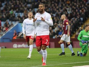 Nottingham Forest's Lewis Grabban celebrates scoring his side's first goal of the game during the Sky Bet Championship match at Villa Park, Birmingham..