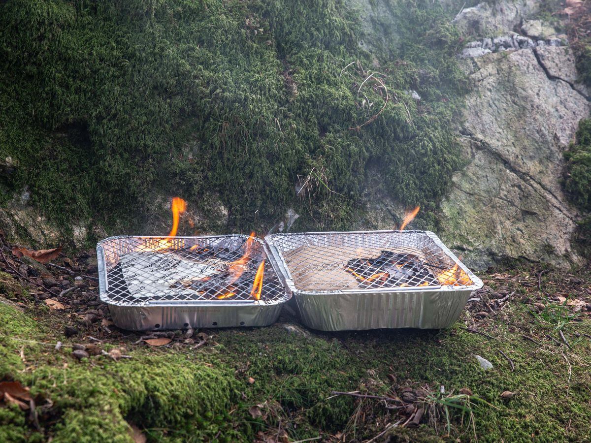 A couple of disposable barbecues