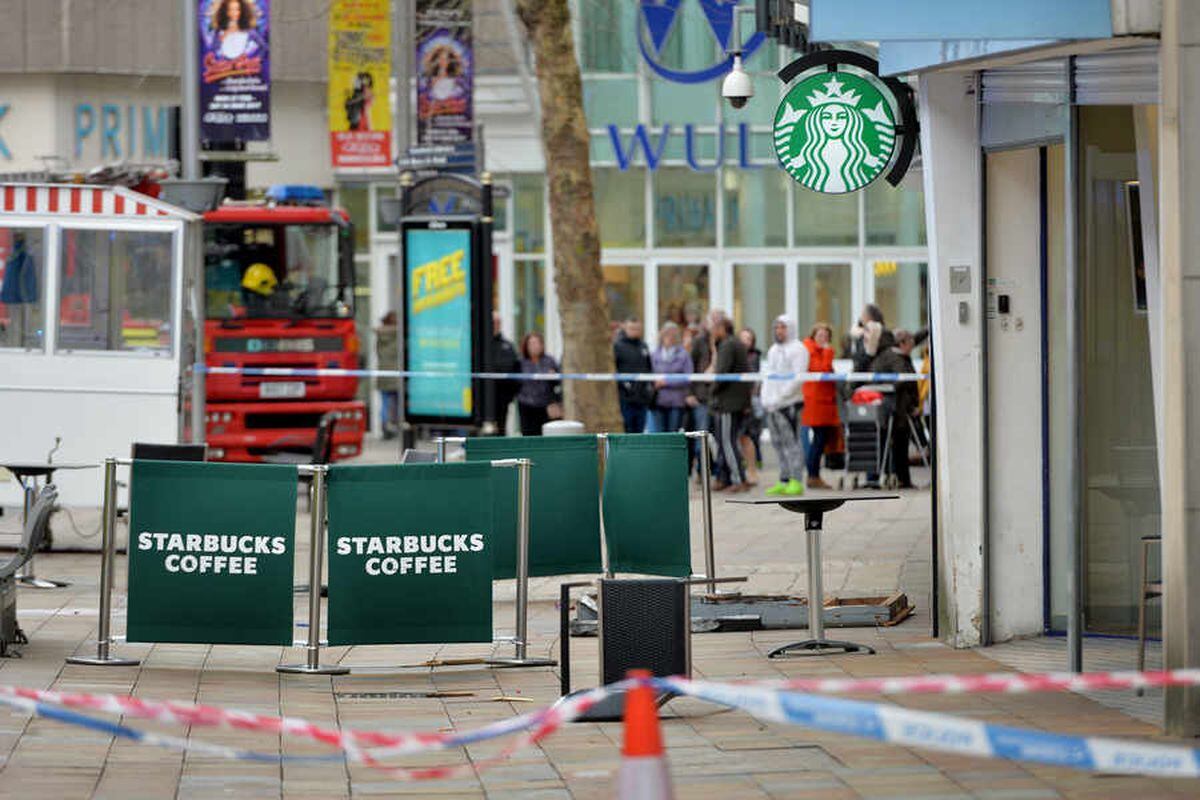 Woman killed by Storm Doris debris outside Starbucks in Wolverhampton city centre