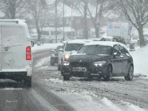 WALSALL COPYRIGHT MNA MEDIA TIM THURSFIELD 09/03/23.A car skids on Beacon Road, Perry Barr, as the treacherous conditions take hold..