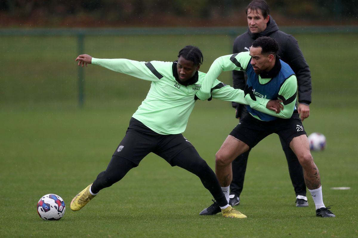 Reyes Cleary of West Bromwich Albion and Kean Bryan during training Photo by Adam Fradgley/West Bromwich Albion FC via Getty Images).