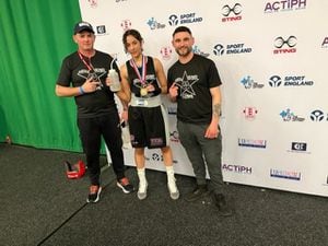 Sophia Fagan with her trainers Martin Gethin and Martin Taundry