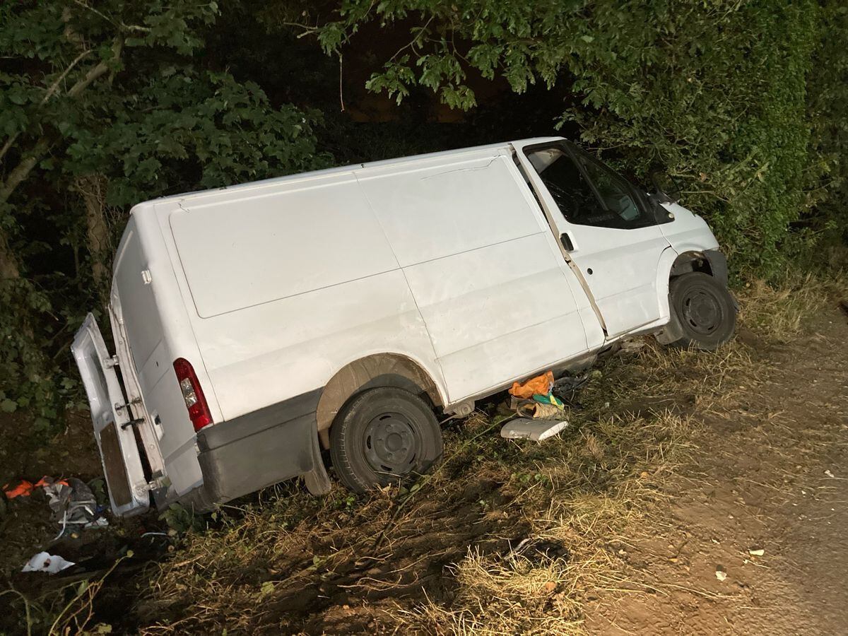 One casualty freed and two taken to hospital after van crashes into tree 