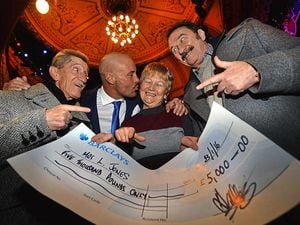 Chuckle Brothers present charity cheque