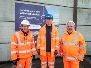 Mayor Andy Street, construction apprentice Jack Brittain from Brownhills and Councillor Adrian Andrew. PIC: West Midlands Combined Authority