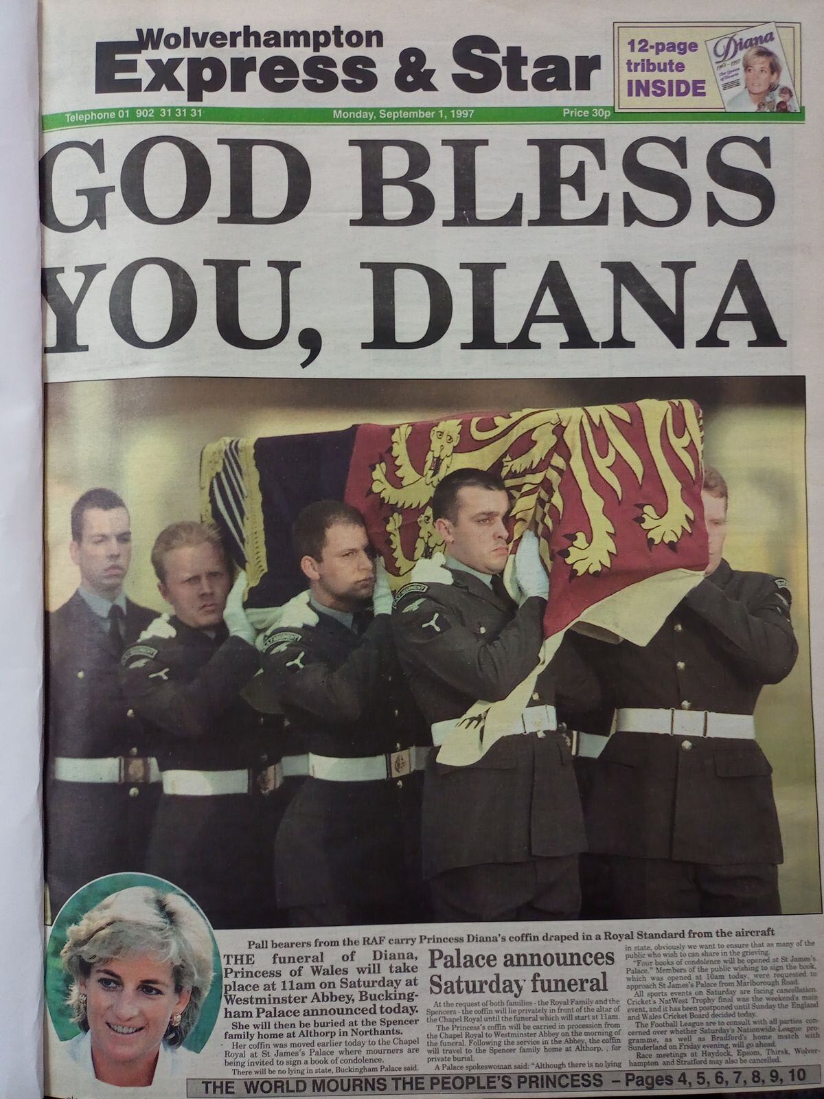 How the Express & Star reported Diana's death