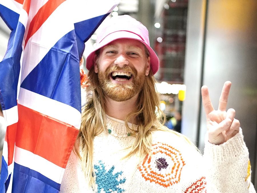 Sam Ryder, arrives at Heathrow Airport in London after finishing second in the final of the Eurovision Song Contest in Italy. Photo: Dominic Lipinski/PA Wire
