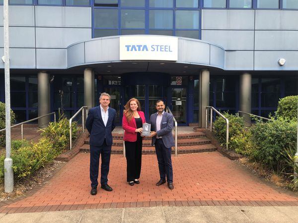 Malcolm Boyles, managing director Tata Steel Distribution UK & Ireland; Jane Stevenson MP and Anil Jhanji, chief commercial officer, Tata Steel UK