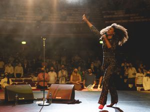 Beverley Knight during a pilot performance at the London Palladium, which had strict social distancing measures in place