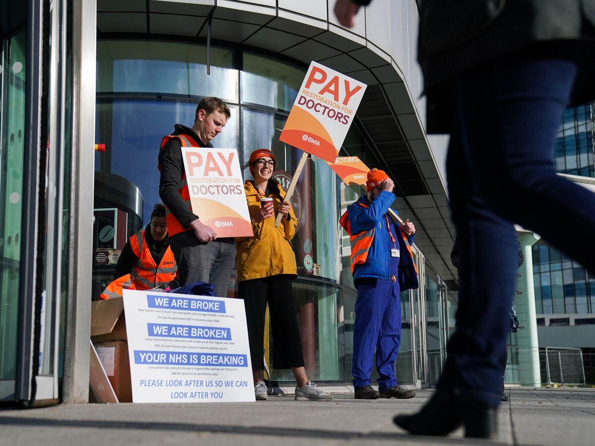 The first ever joint strike by consultants and junior doctors begins this week. Photo: Jacob King/PA Wire.            