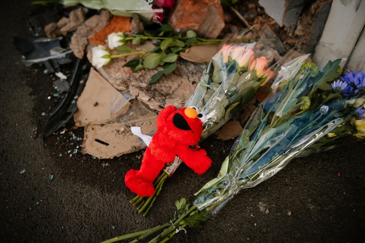 Tributes at the scene of the crash on Brownhills High Street