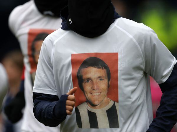 West Brom players wore Jeff Astle t-shirts ahead of the match. Photo: Adam Fradgley via Getty Images