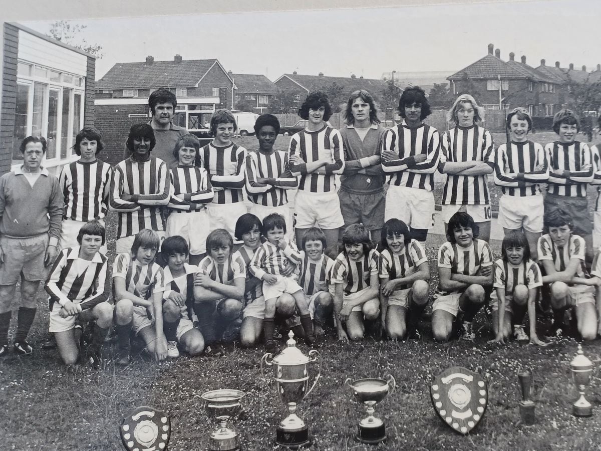 The 1977 end of season photo with trophies - Bill parkes (left)