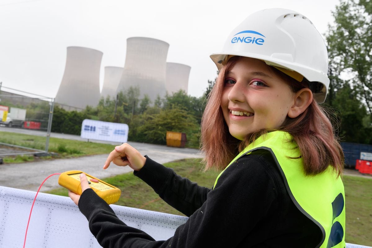 Lilly Patterson, aged 11 and from Rugeley, pushed the button which triggered the demolition. Photo: ENGIE