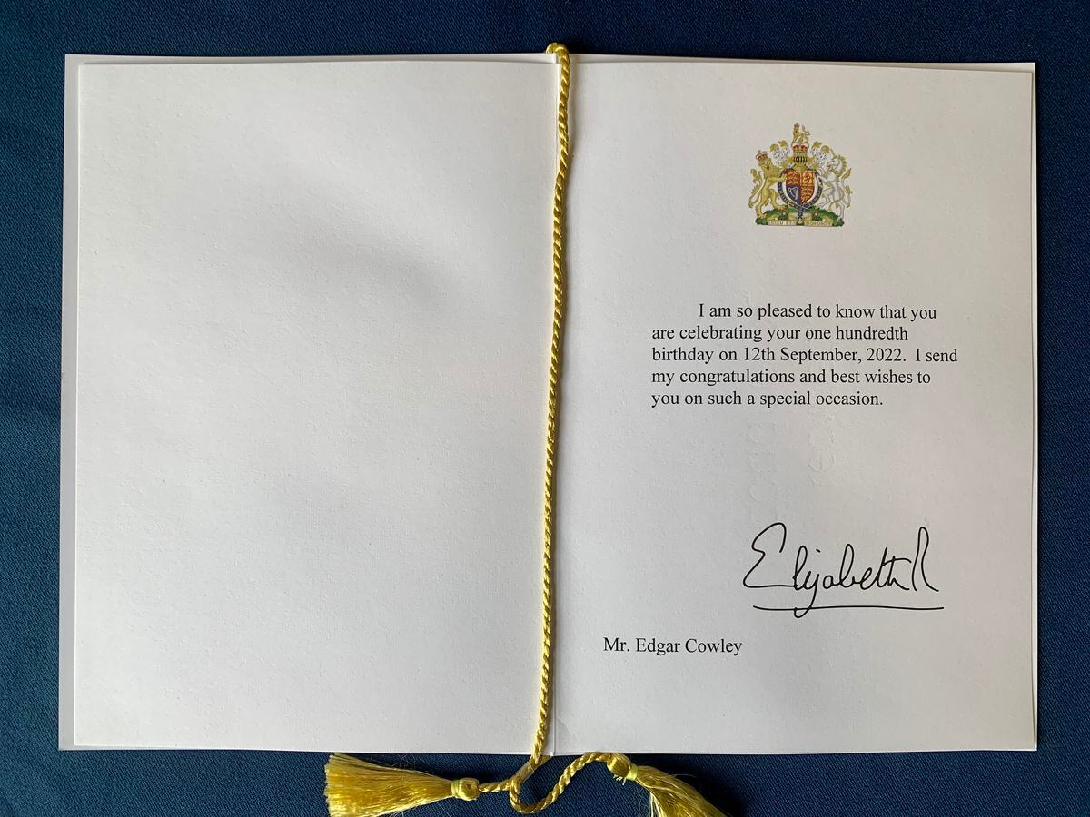 Eddie's special 100th birthday card from her late majesty