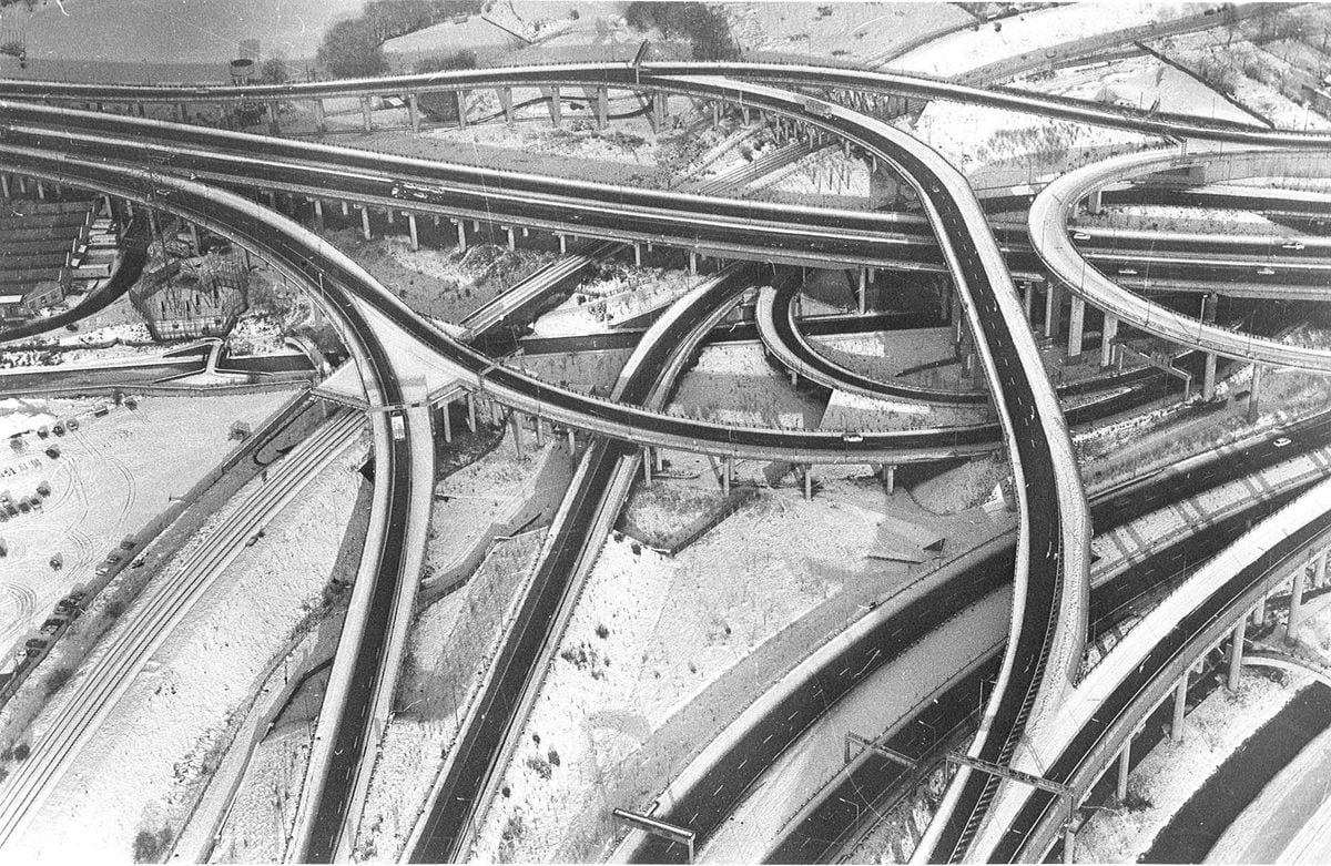A deserted Spaghetti junction after part of the M6 was closed