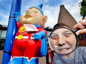  Pic at the Red House Glass Cone, Wordsley, where as part of summer fun they had a Gnome Hunt trail. Jake Burden, 12, from Kingswinford