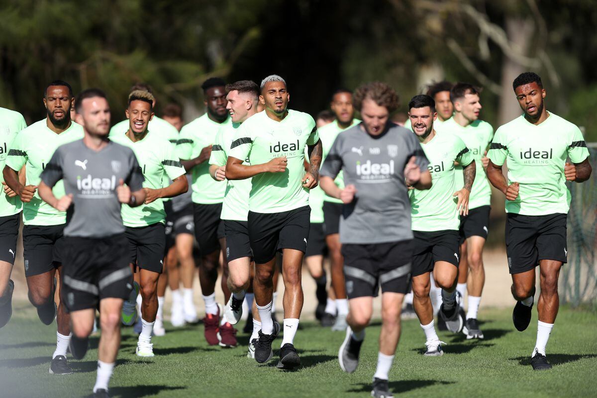 PORTIMAO, PORTUGAL - JUNE 26: West Bromwich Albion players running on June 26, 2022 in Portimao, Portugal. (Photo by Adam Fradgley/West Bromwich Albion FC via Getty Images).