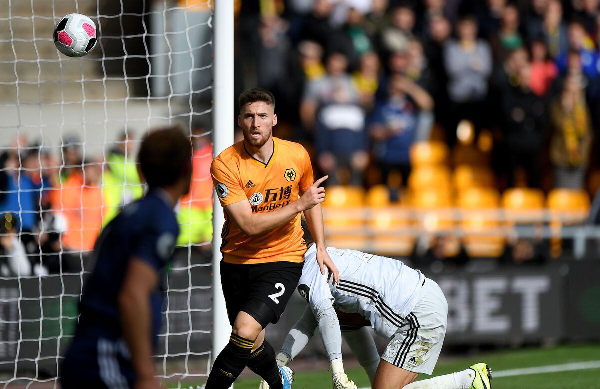 Matt Doherty of Wolverhampton Wanderers scores a goal to make it 1-0. (AMA/Sam Bagnall)