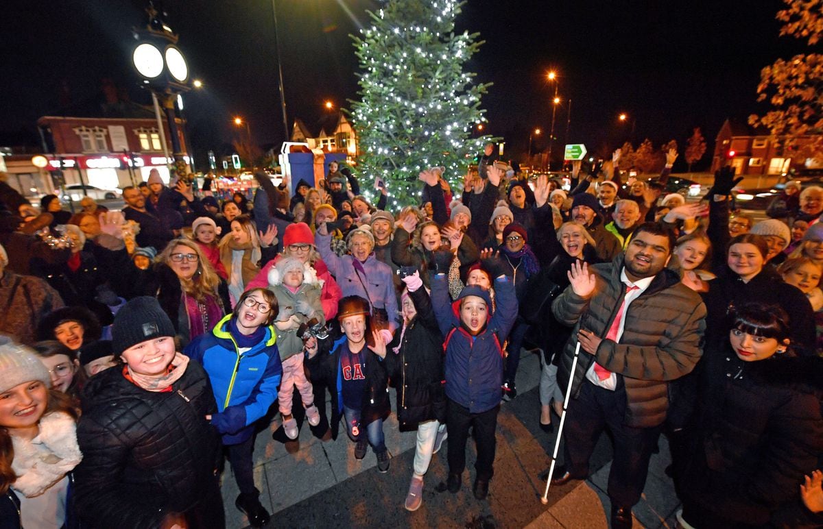 The people of Bearwood celebrate the Christmas tree lights going on
