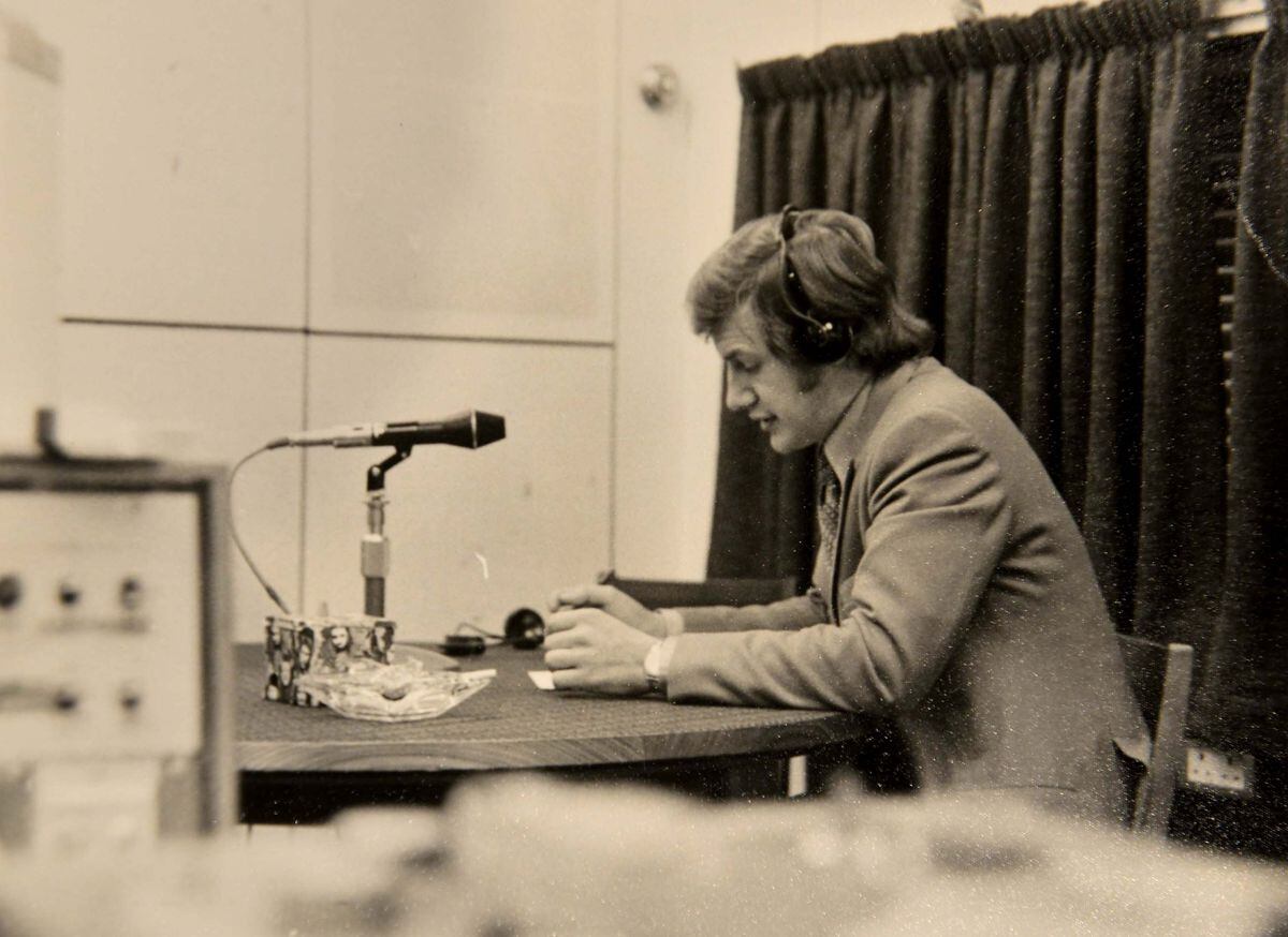 Bob Warman on his first broadcast for Radio Birmingham in 1970