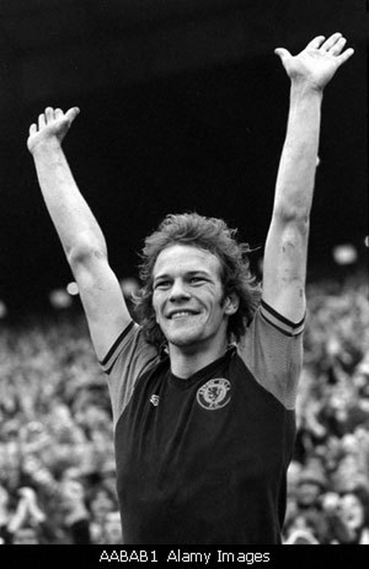 Andy Gray celebrates for Villa in 1976