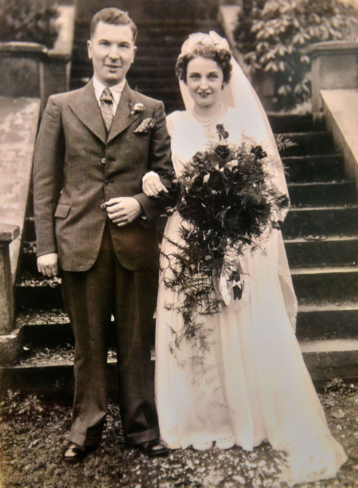 Ida is pictured with her husband Thomas on their wedding day in 1950