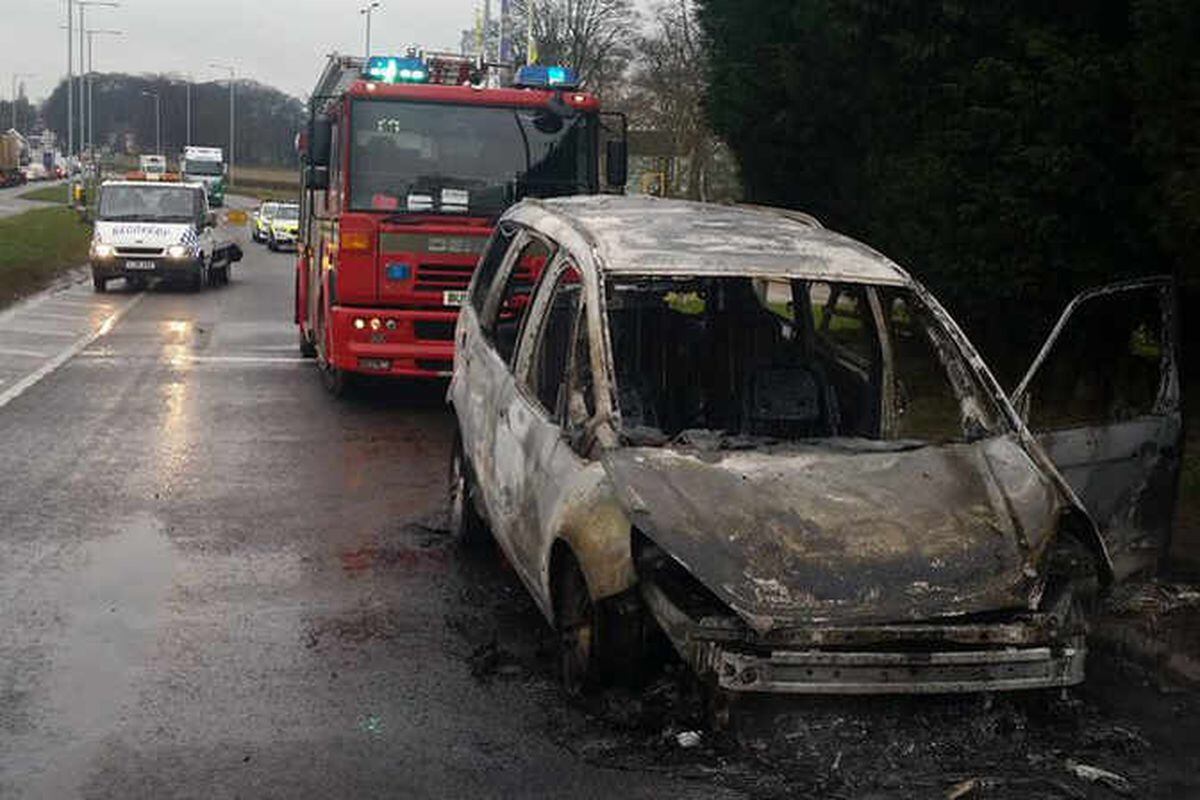 Busy Walsall junction blocked after blaze destroys car
