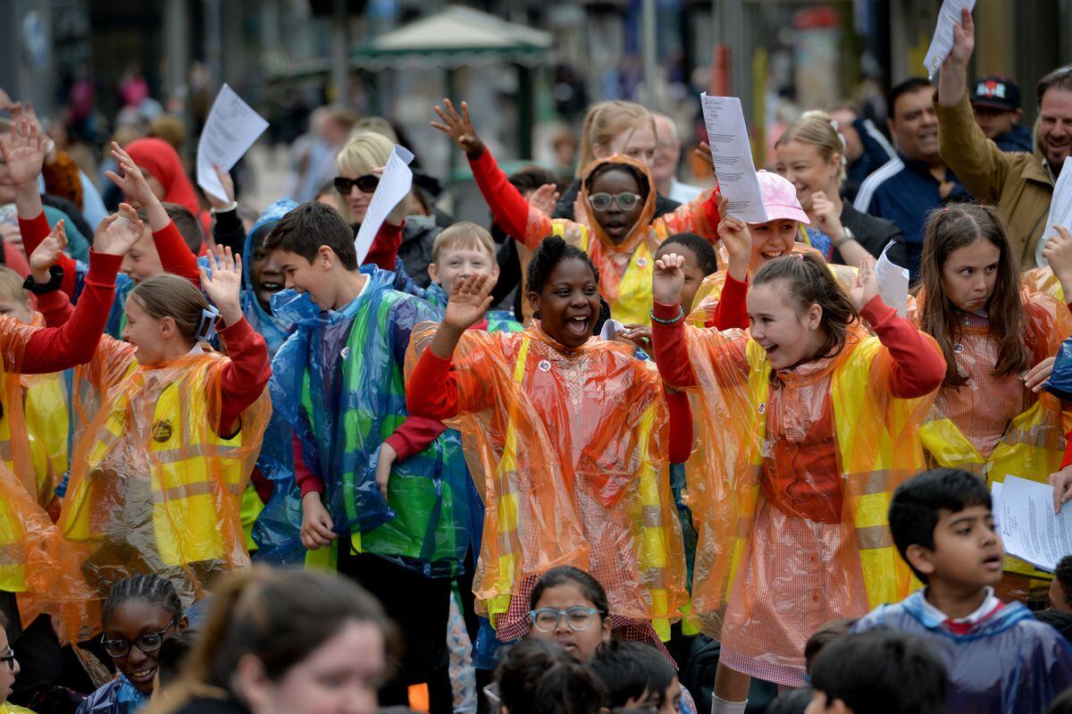 The pupils sported colourful ponchos 
