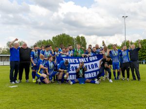 Darlaston Town celebrate their play-off final triumph   Picture: Button Oak Photography