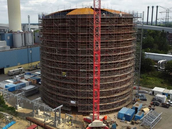 The vast thermal tank which will store hot water in Berlin