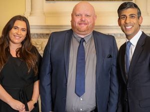 Alistair Jones, founder of Action for Albion, centre, with Prime Minister Rishi Sunak and West Bromwich East MP Nicola Richards 