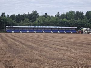 Work under way to transform Chasetown's Scholars Ground with a new £1million 3G pitch, after last season's new grandstand and future plans for a big clubhouse extension. Pics: Dave Birt