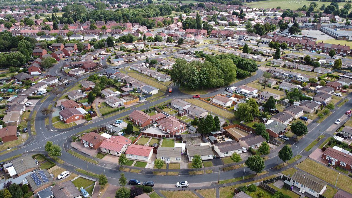 Aerial pic showing the area where the prefabs are to be demolished