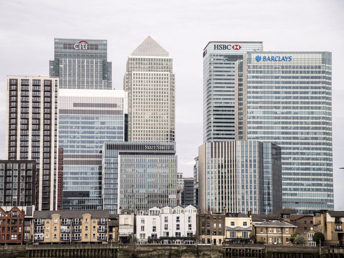 London Skyline of UK banks in Canary Wharf