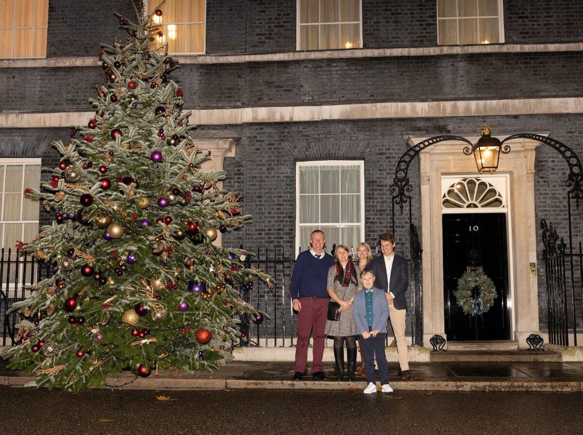 The Stanhop family as they stand next to their award winning fir. Photo: No10 Downing Street