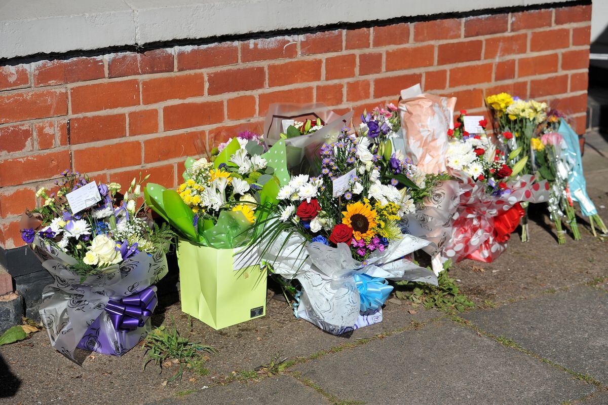 Tributes at the house on Broad Lane, Bloxwich, where Lee Gadd was found dead