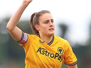 WOLVERHAMPTON, ENGLAND - AUGUST 27: Anna Morphet of Wolverhampton Wanderers prepares to take a corner during the Women's National League Cup match between Wolverhampton Wanderers Women and Doncaster Rovers Belles at The Sir Jack Hayward Training Ground on August 27, 2023 in Wolverhampton, England. (Photo by Jack Thomas - WWFC/Wolves via Getty Images)