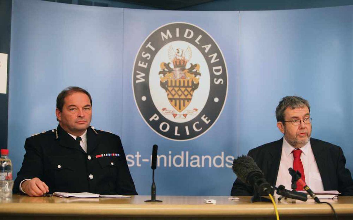 Mr Jones speaking at a press conference days after his election to the post of West Midlands PCC, pictured alongside Chris Sims Chief Constable of West Midlands Police.