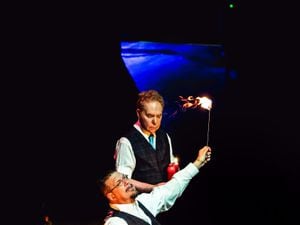 Penn and Teller on stage at The  Halls: Picture Jodie Cunningham