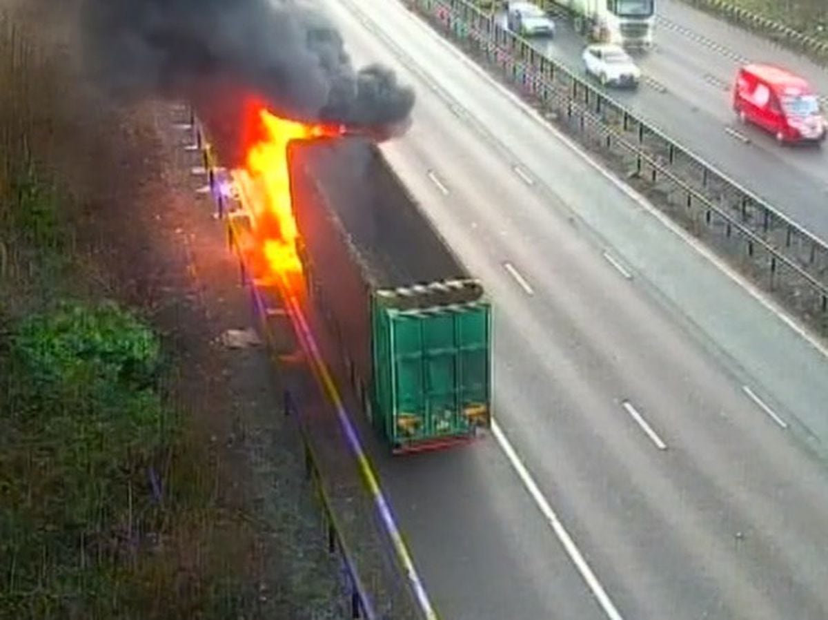 Traffic has been stopped on the M6 due to a lorry fire