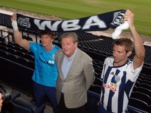 New Albion signings Billy Jones and Gareth McAuley, with Roy Hodgson