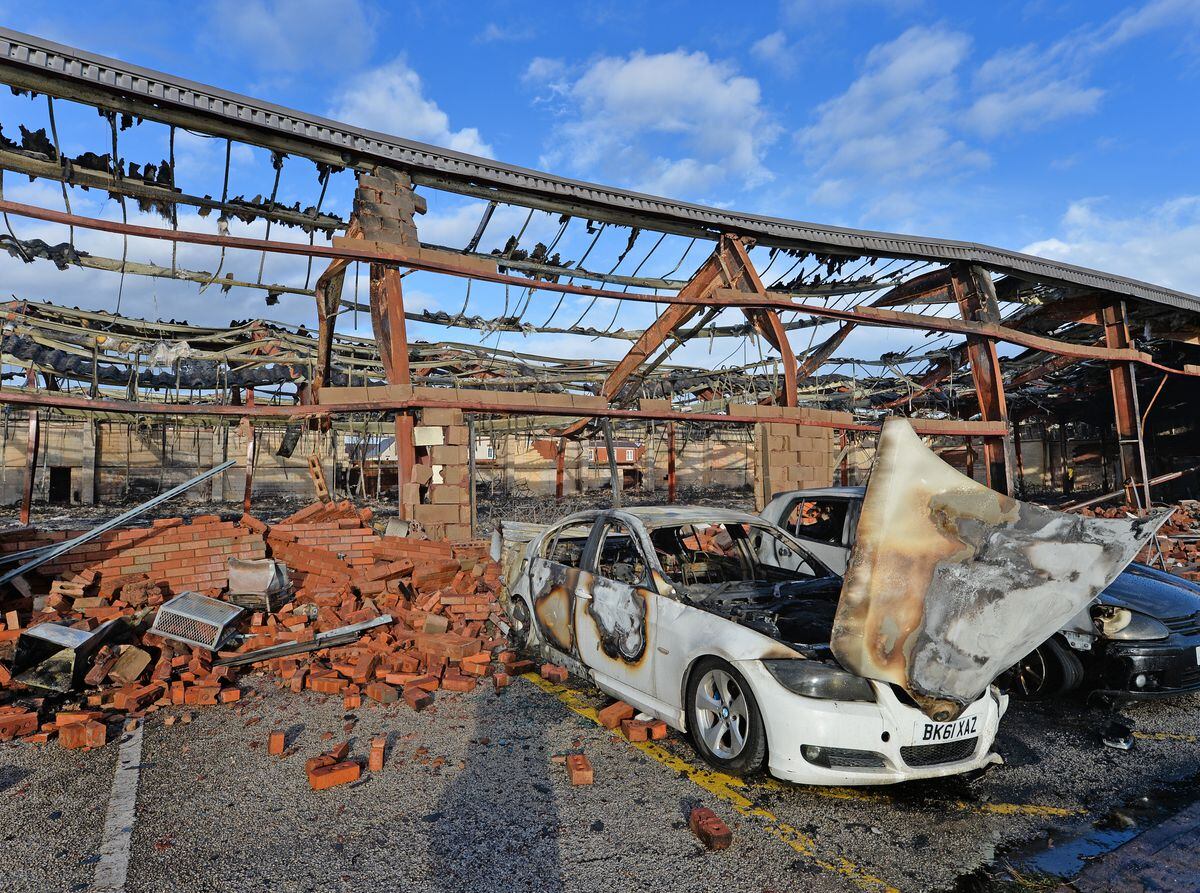 WOLVERHAMPTON   COPYRIGHT TIM STURGESS EXPRESS AND STAR......06/12/2021   Fire has gutted the Grasshopper building in Whitmre Reans, Wolverhampton off Craddock street..