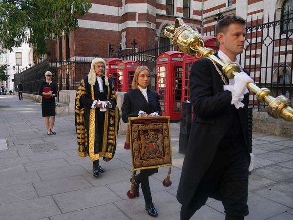 Justice Secretary Brandon Lewis at the Royal Courts of Justice, in central London, for his swearing in ceremony as Lord Chancellor (Yui Mok/PA)