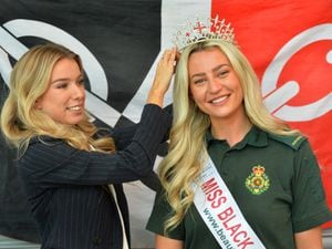 Miss Black Country 2022 paramedic Alice Jones, of Walsall, at Walsall Manor Hospital, with former title holder (left) Isobel Mae, of Wednesbury.
