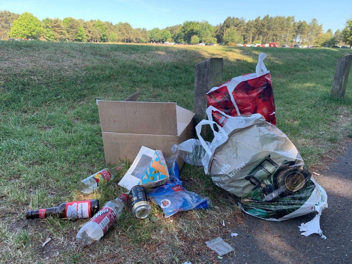 Litter on Marquis Drive, Cannock Chase