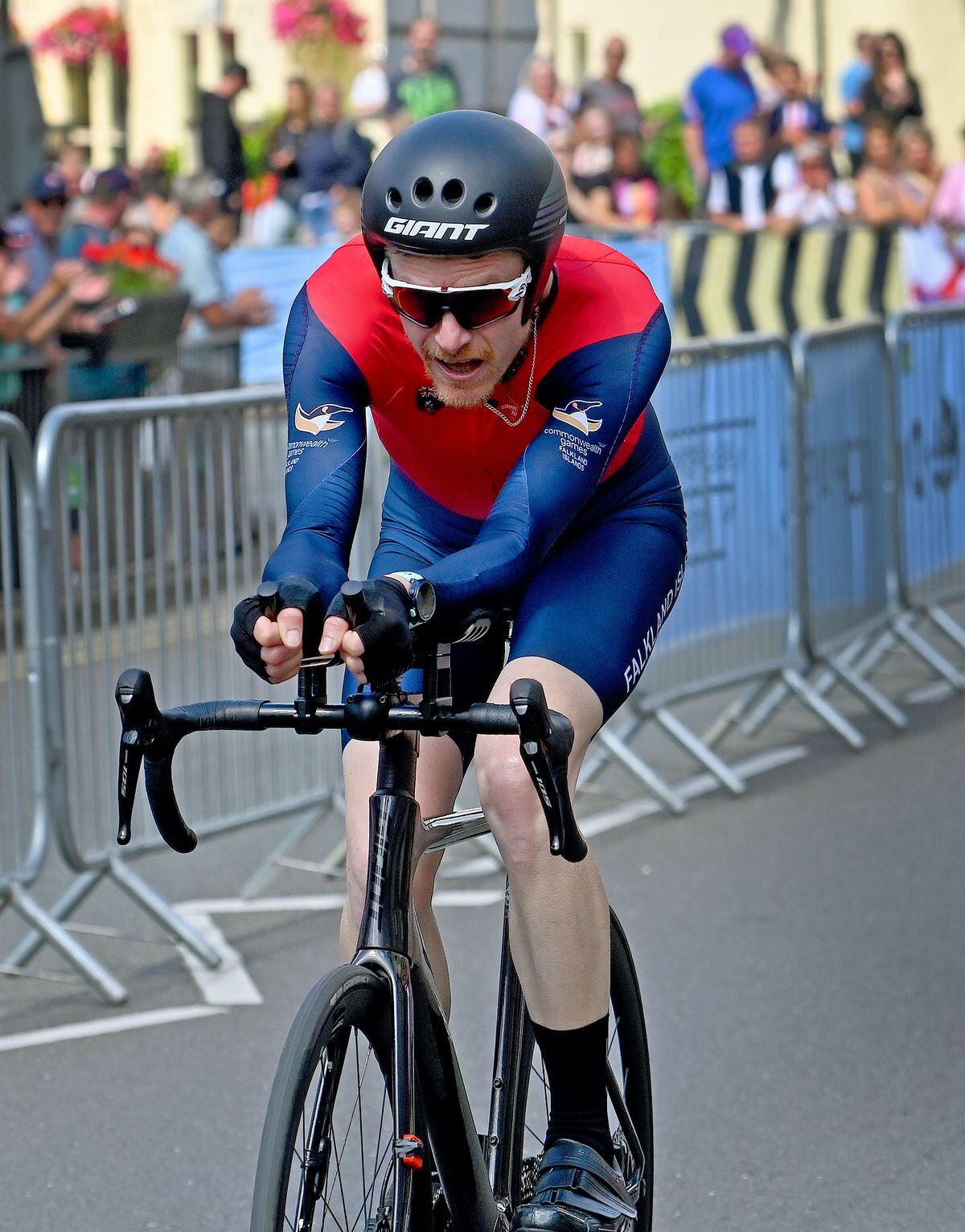 Jim Horton from Walsall rides for the Falklands in the time trial