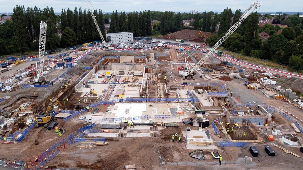 Drone photographs taken by the Express & Star shows the progress being made on the Aquatics Centre in Smethwick