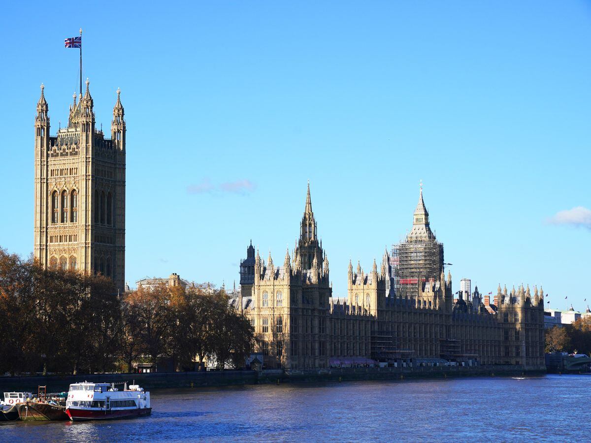 The Union Flag flies above the Victoria Tower and the Palace of Westminster